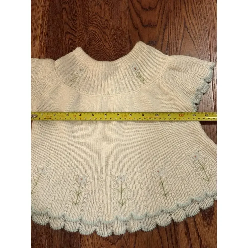 Vintage Little Ones Baby Girl 6-12 Months Embroidered Floral Sweater Made Greece